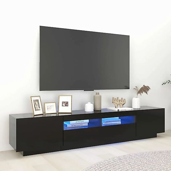 Tv-schrank Mit Led-leuchten Schwarz 200x35x40 Cm günstig online kaufen