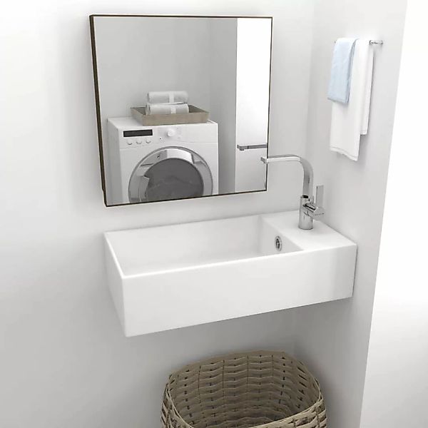 vidaXL Waschbecken, Badezimmer-Waschbecken mit Überlauf Keramik günstig online kaufen