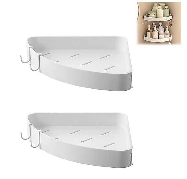 NUODWELL Duschkorb 2 Stück Duschablage Ohne Bohren, Dusche Eckregal mit 4 H günstig online kaufen