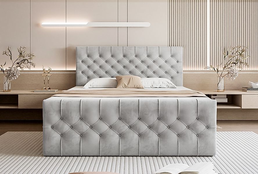 Goldstoff Boxspringbett TAURIEL mit 2x Bettkasten günstig online kaufen