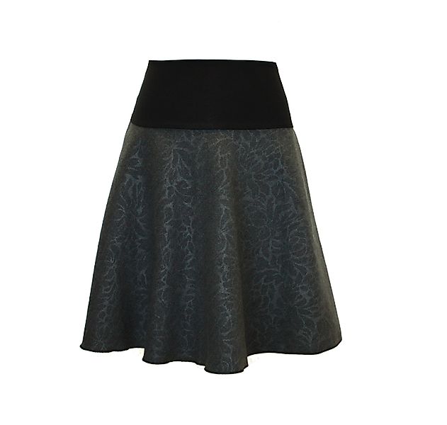 dunkle design A-Linien-Rock Wolle Loden Schwarz günstig online kaufen