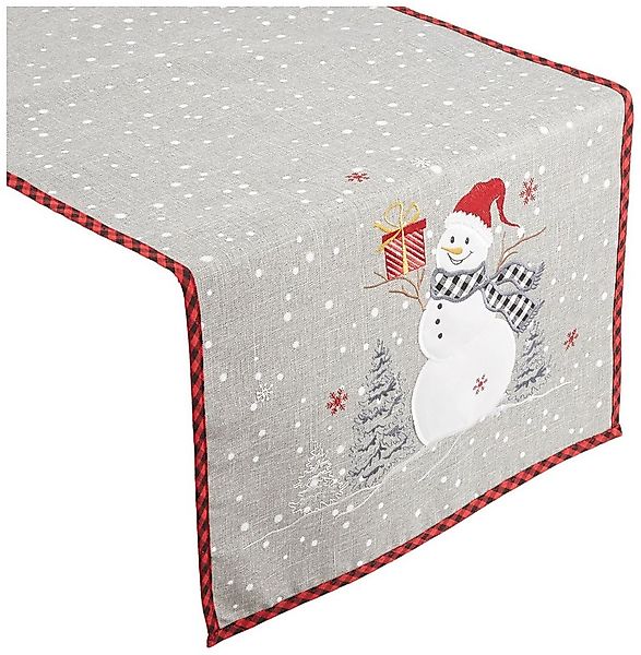 texpot Tischdecke mit Stickerei Schneemann Winter Weihnachten (1-tlg) günstig online kaufen