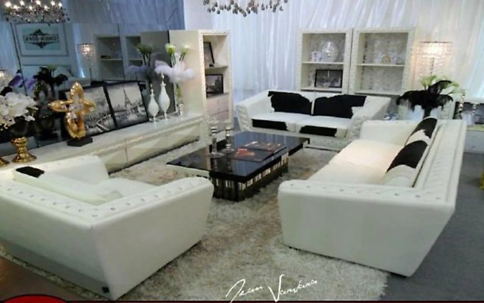 JVmoebel Sofa, Sofagarnitur Chesterfield 3+2+1 Sitzer Sessel Sofa Leder mit günstig online kaufen