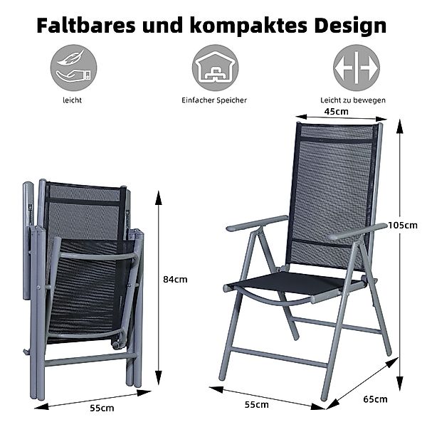 CCLIFE Klappstuhl Gartenstühle Balkonstühle Alu Gartenstuhl günstig online kaufen