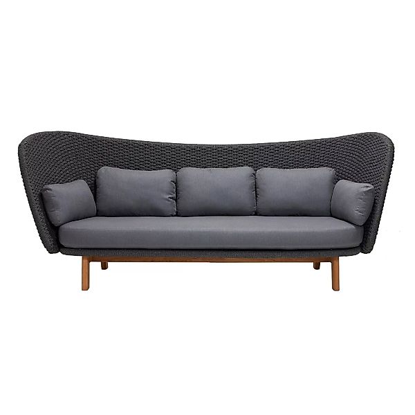 Cane-Line - Peacock Wing 3-Sitzer Outdoor Lounge Sofa - hellgrau/Sitzschale günstig online kaufen
