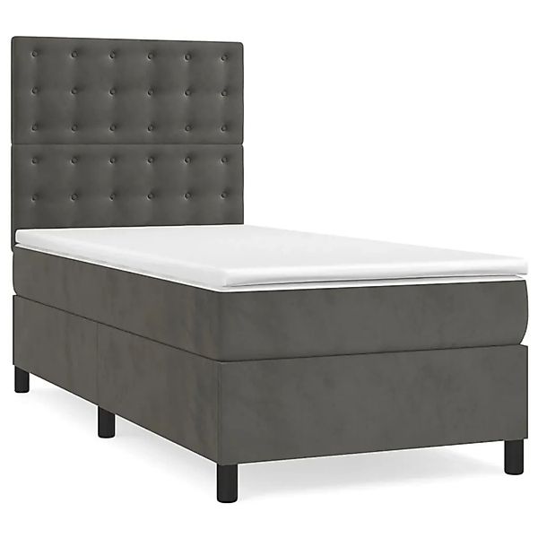 vidaXL Boxspringbett mit Matratze & LED Dunkelgrau 80x200 cm Samt 3136330 günstig online kaufen
