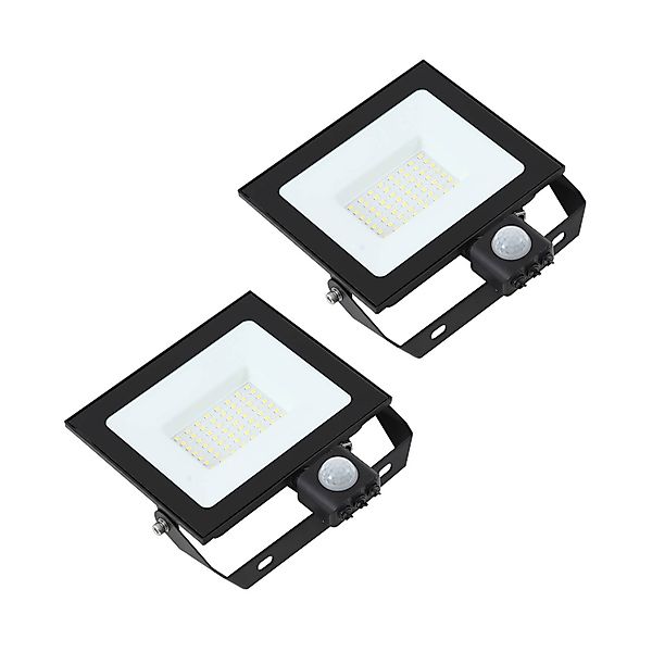 Prios LED-Außenstrahler Maikel, 50 W, Metall, Sensor 2er-Set günstig online kaufen