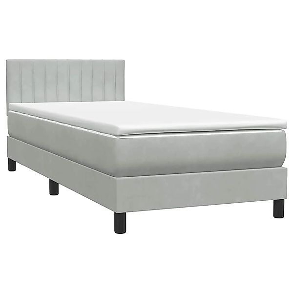vidaXL Boxspringbett mit Matratze Hellgrau 90x220 cm Samt 3316431 günstig online kaufen