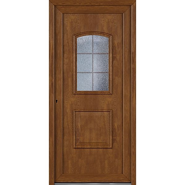 Roro Haustür OKE 1101 Kunststoff Weiß-Golden Oak 100 cm x 200 cm DIN L günstig online kaufen