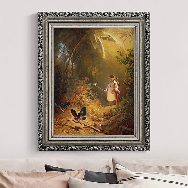 Gerahmtes Leinwandbild Carl Spitzweg - Der Schmetterlingsfänger günstig online kaufen