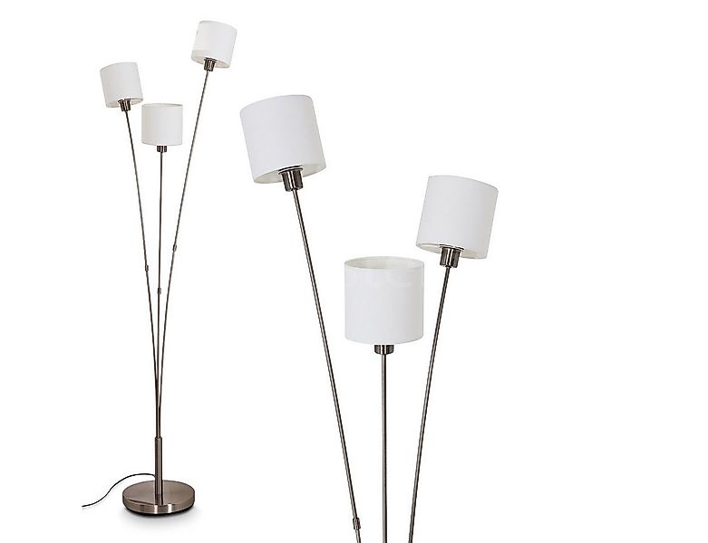 hofstein Stehlampe »Costa« runde Bodenlampe aus Metall, Nickel-matt, weiße günstig online kaufen