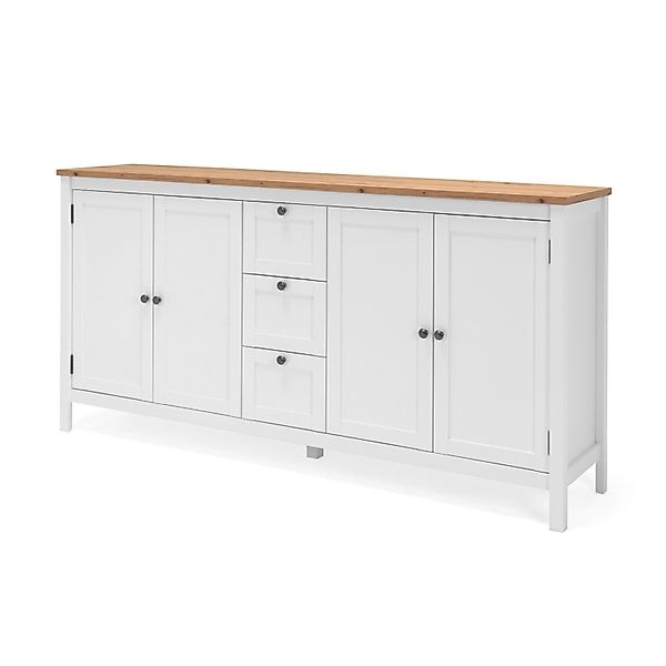 Furn.Design Sideboard Landhaus Weiß Eiche Artisan 180 cm 4-türig Vestland günstig online kaufen