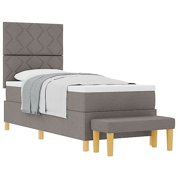vidaXL Bett Boxspringbett mit Matratze & Bank Taupe 80x200 cm Stoff (2-tlg) günstig online kaufen