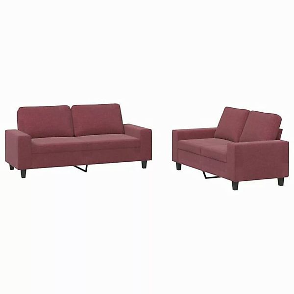 vidaXL Sofa 2-tlg. Sofagarnitur Weinrot Stoff günstig online kaufen