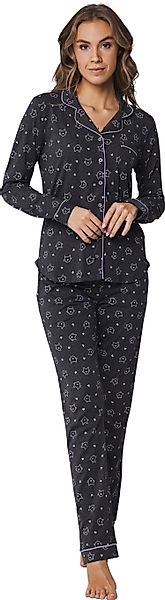 Rebelle Schlafanzug Damen Pyjama Katzen (2 günstig online kaufen