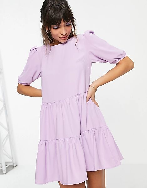 Urban Threads – Gestuftes Minikleid in Flieder-Lila günstig online kaufen