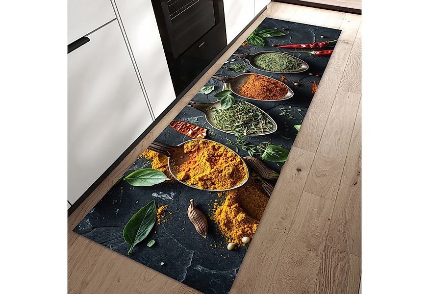 Primedeco Teppich Küchenteppich Kräuter Gewürze PVC rutschfest abwaschbar L günstig online kaufen