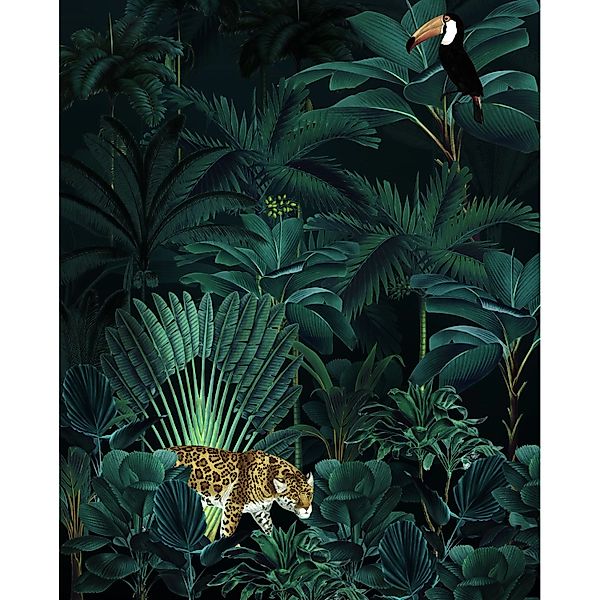 Komar Fototapete Jungle Night Grün 200 x 250 cm 611626 günstig online kaufen