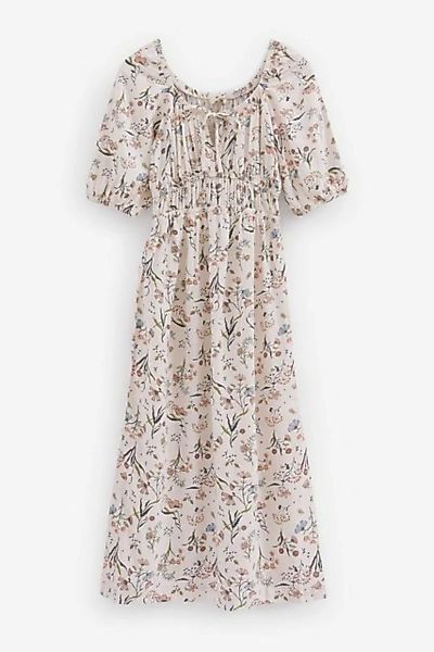 Next Sommerkleid Kleid aus Leinenmischung mit Puffärmeln (1-tlg) günstig online kaufen