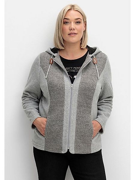 Sheego Fleecejacke Große Größen mit Kapuze und Strick-Einsätzen günstig online kaufen