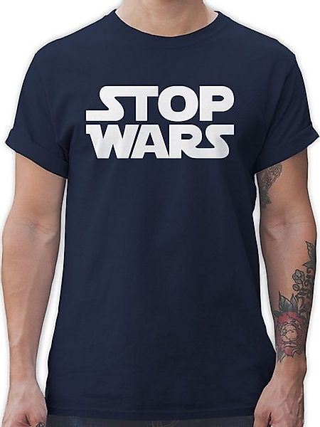 Shirtracer T-Shirt Stop Wars weiß Sprüche Statement günstig online kaufen