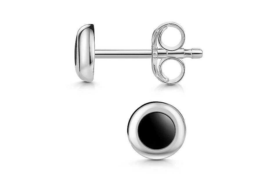 Materia Paar Ohrstecker Damen Onyx Edelstein Rund SO-422, 925 Sterling Silb günstig online kaufen