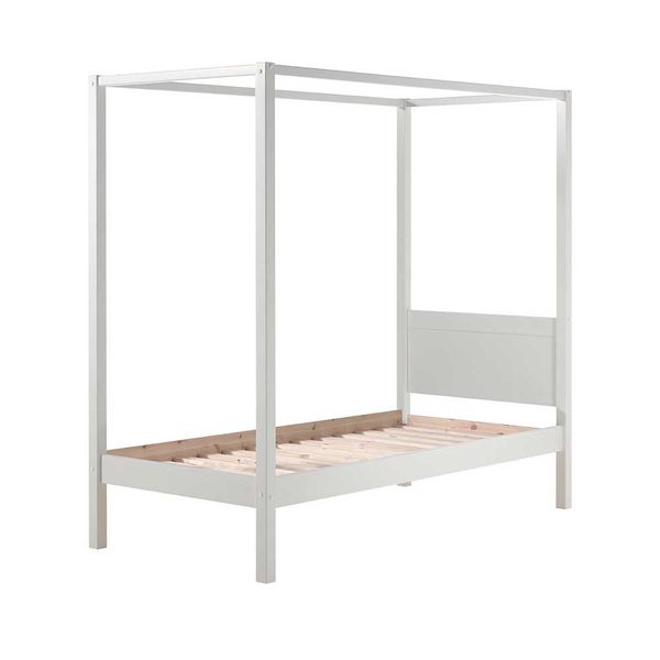 Weißes Himmelbettgestell aus Kiefer Massivholz modern günstig online kaufen