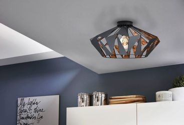 Deckenleuchte Carlton, Ø 47 cm, schwarz/kupfer günstig online kaufen