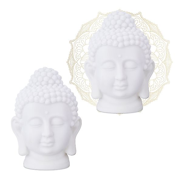 relaxdays Buddhafigur 2 x Buddha Kopf günstig online kaufen