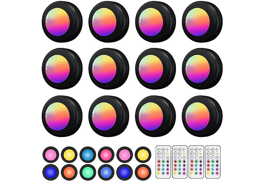 Luckice Unterschrankleuchte 3 Stück Batteriebetrieben LED RGB Spots mit Fer günstig online kaufen