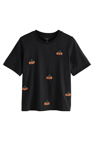 Next T-Shirt Glitzerndes Kurzarm-T-Shirt, Halloween Kürbis günstig online kaufen