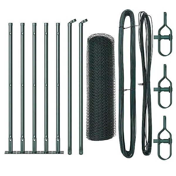vidaXL Zaunpfosten Grün 10 x 0,4 m 25 mm Netz Stahl und PVC 3353465 günstig online kaufen