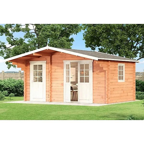Alpholz Holz-Gartenhaus Brüssel Satteldach Unbehandelt 450 cm x 290 cm günstig online kaufen