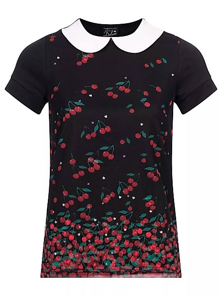Pussy Deluxe Falling Cherries Collar Shirt schwarz günstig online kaufen