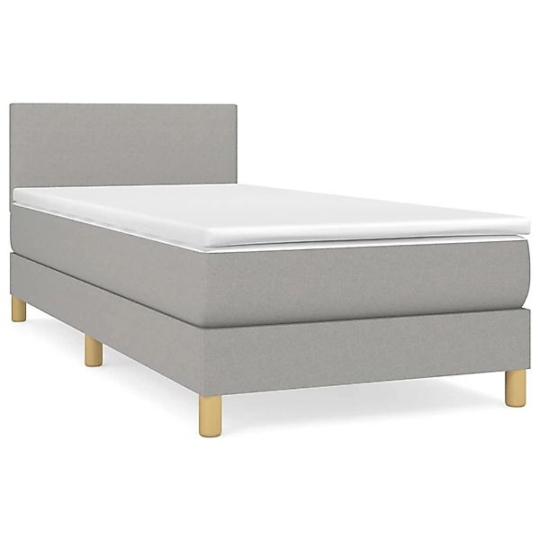 vidaXL Boxspringbett Boxspringbett mit Matratze Hellgrau 100x200 cm Stoff B günstig online kaufen