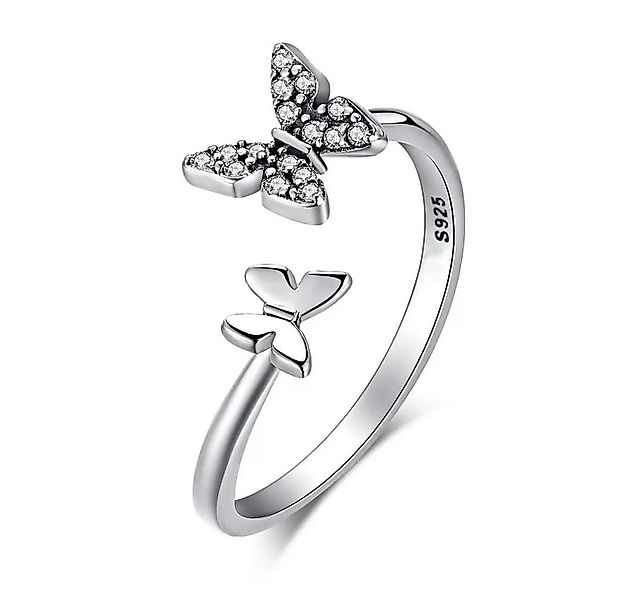 Runde Perlé Silberring offener verstellbarer Ring "zwei Schmetterlinge" 925 günstig online kaufen