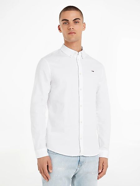 Tommy Jeans "TJM Slim Stretch Oxford Shirt" mit Flaglabel auf der Brust günstig online kaufen