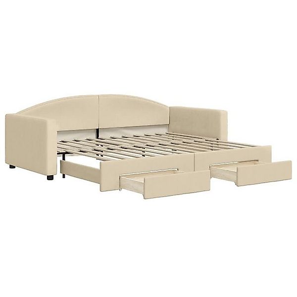 vidaXL Bett Tagesbett Ausziehbar mit Schubladen Creme 90x200 cm Stoff günstig online kaufen