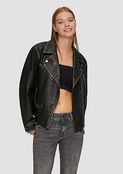 QS Funktionsjacke Outdoor-Jacke Bikerjacke in Leder-Optik günstig online kaufen