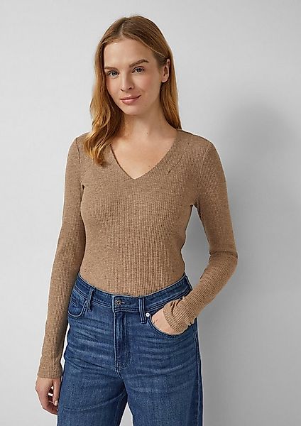 s.Oliver Langarmshirt T-Shirt Geripptes Longsleeve mit V-Ausschnitt günstig online kaufen