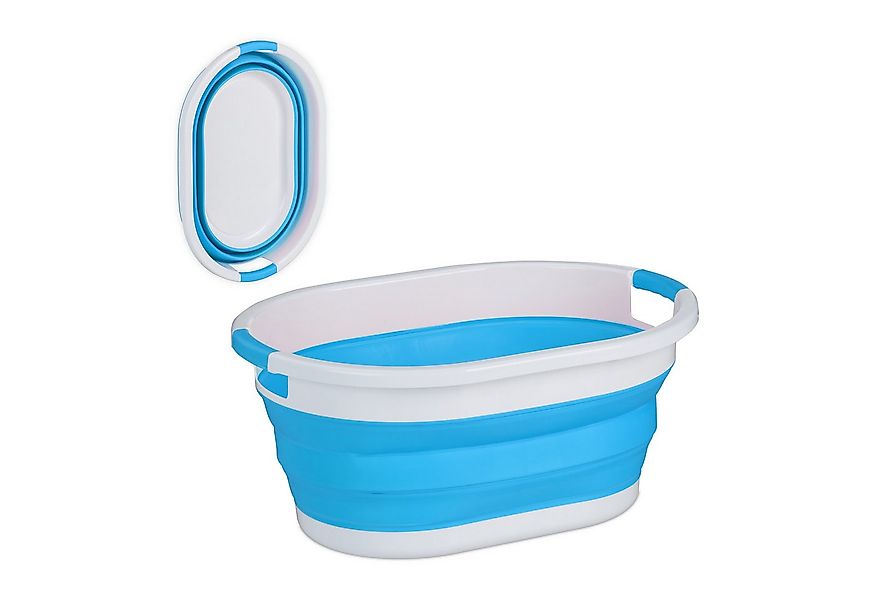 relaxdays Wäschekorb Faltbarer Wäschekorb 24 Liter, blau günstig online kaufen