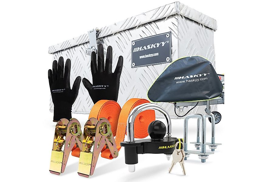 HASKYY Aufbewahrungsbox Anhängerbox mit 2x Spanngurte Anhängerschloss Deich günstig online kaufen