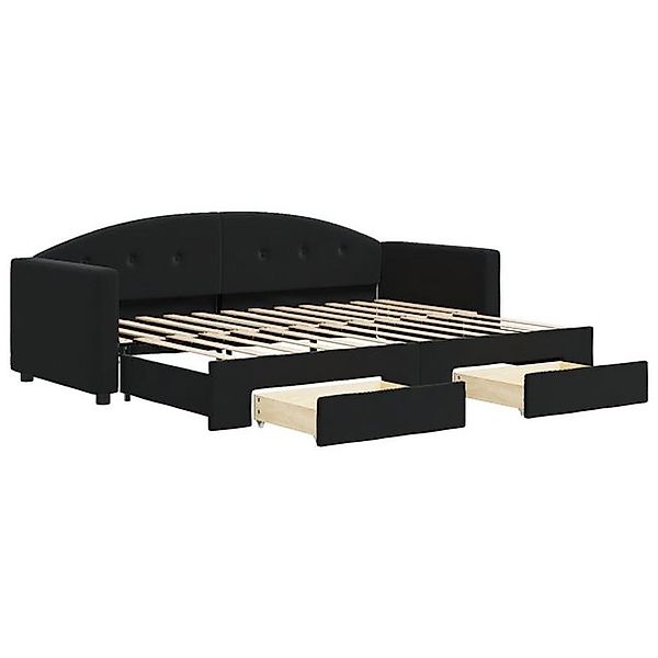 vidaXL Bett, Tagesbett Ausziehbar mit Schubladen Schwarz 80x200 cm Samt günstig online kaufen