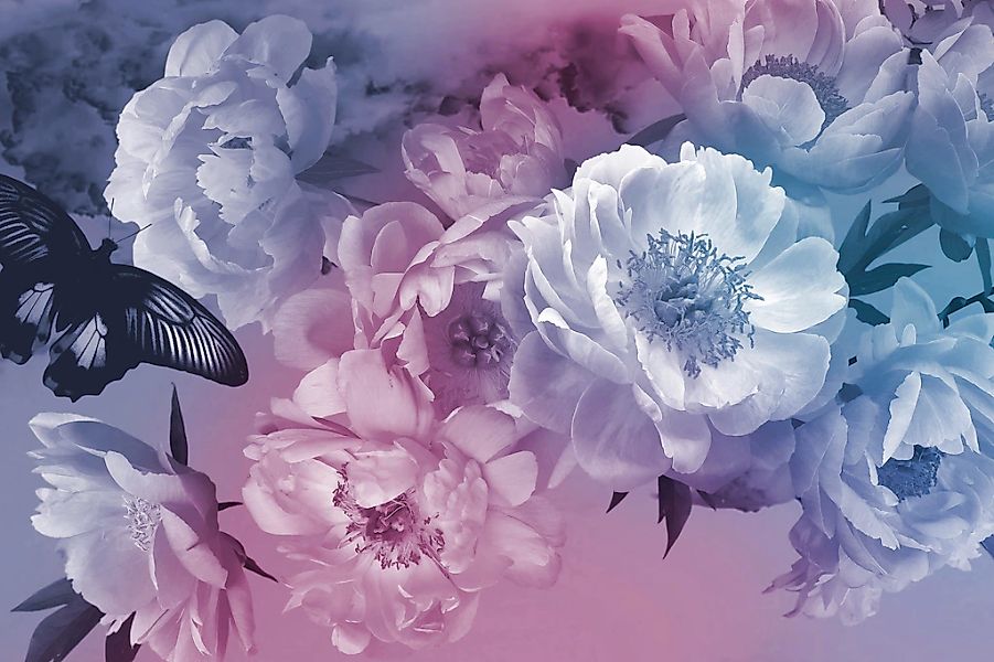 Papermoon Fototapete "BLUMEN ABSTRAKT-MUSTER DESIGN ROSEN BLUMEN DECOR RETR günstig online kaufen