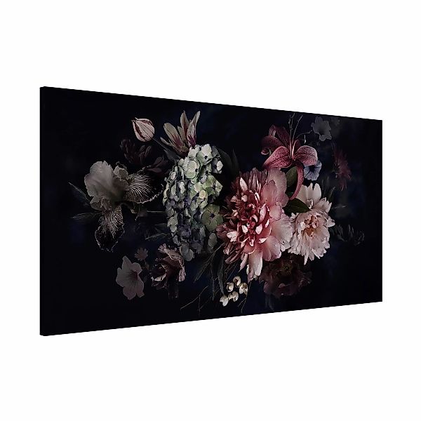 Magnettafel - Querformat 2:1 Blumen mit Nebel auf Schwarz günstig online kaufen