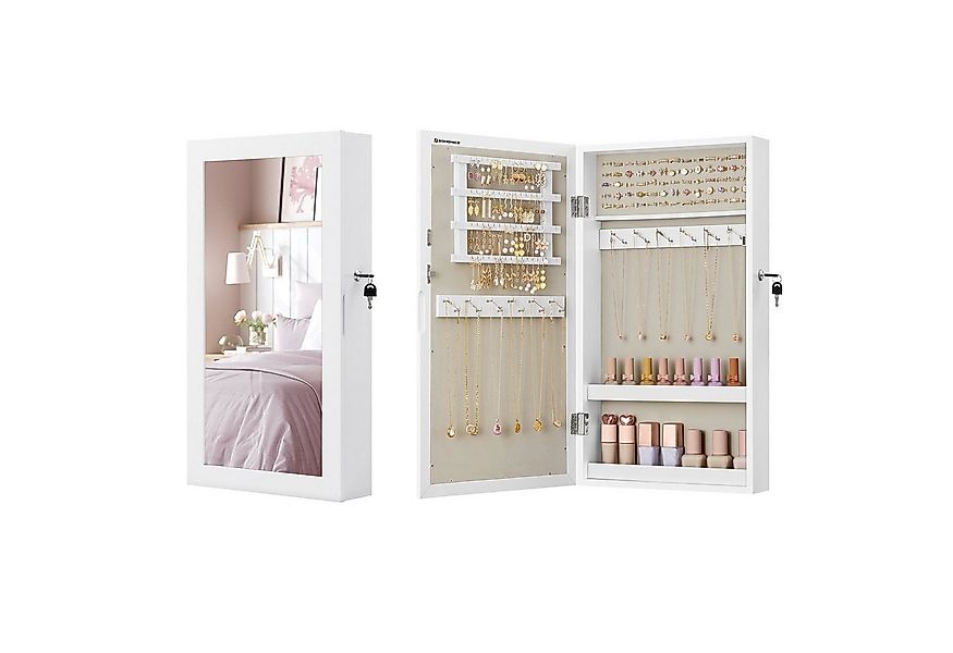 SONGMICS Schmuckschrank Spiegelschrank abschließbarer Wandschrank, weiß günstig online kaufen