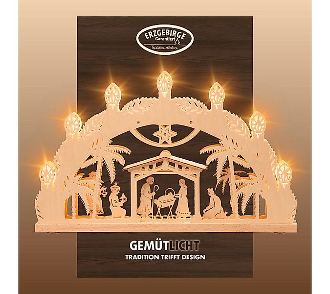 Weigla LED Schwibbogen Bethlehem, Holz Lichterbogen, NATUR, Christi Geburt, günstig online kaufen