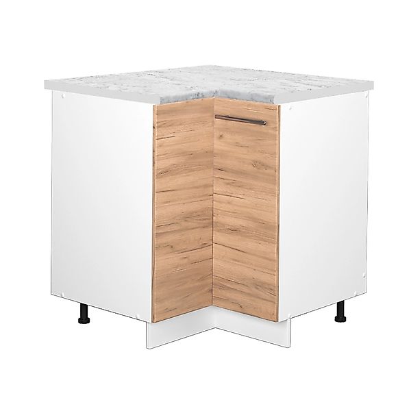 Vicco Eckunterschrank Fame-Line Goldkraft Eiche/Weiß 81 cm AP Marmor günstig online kaufen