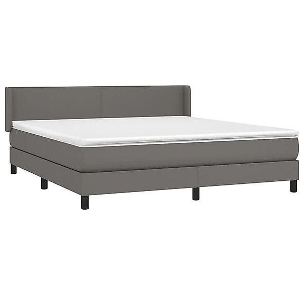 vidaXL Boxspringbett mit Matratze Grau 180x200 cm Kunstleder 3130677 günstig online kaufen