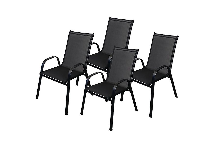 CHEFGASTRO® Gartenstuhl Outdoorstuhl 4er Set Sitzhöhe 43cm Stahl Wetterfest günstig online kaufen